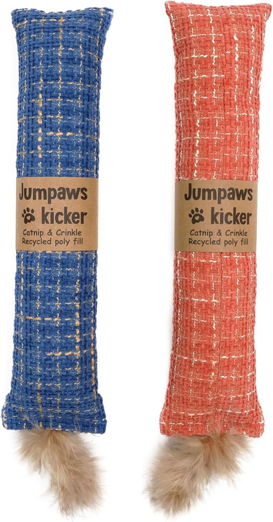 2 Pack Natural Interactive Catnip Cat Kicker Toys, Bite Resistant Chew Toy, Accessories for Indoor Cat (Twill Weave)-PawvioPets