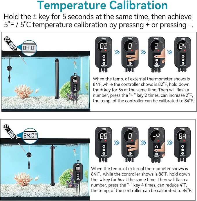 hygger Aquarium Heater 300W,Titanium Heater with Digital LED Controller and Temperature Probe,Submersible Fish Tank Heater with Temperature Calibration,for Saltwater & Freshwater Fish Tank 50-60Gallon-PawvioPets