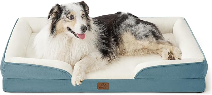 Bedsure XL Orthopedic Dog Bed for Extra Large Dogs - Washable XLarge Dog Cat Bed Waterproof, Comfort Dogs Couch Sofa with Washable Removable Cover, Pet Bed with Nonskid Bottom, Dune Haze Blue, 42"-PawvioPets