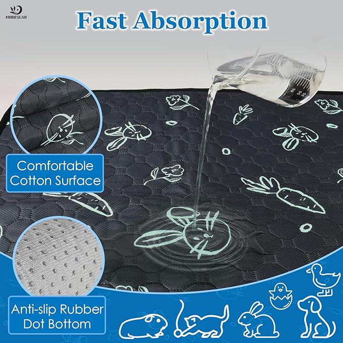 2-Pack Guinea Pig Cage Liner Washable, 36in x 48in Ultra-Absorbent Guinea Pig Bedding for Cage Non-Slip Leak-Proof Pee Pads for Dogs Rabbit Bunny Cat Litter Mat, Navy-PawvioPets