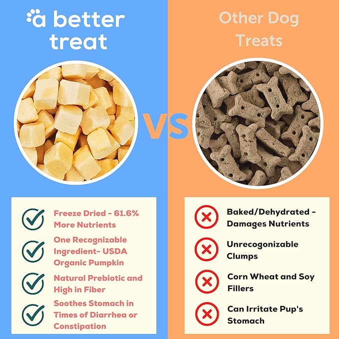 A Better Treat – Freeze Dried Organic Pumpkin Dog and Cat Treats, Organic, Single Ingredient | Natural, Healthy, Diabetic Friendly | Made in The USA-PawvioPets