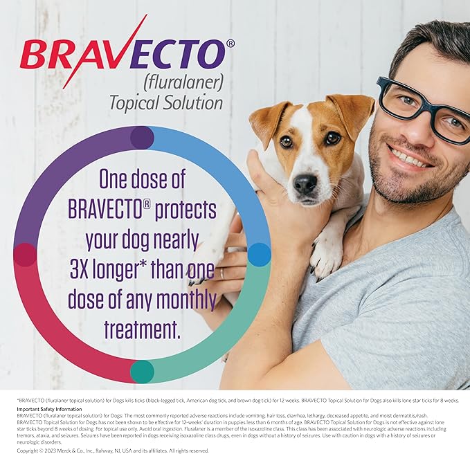 BRAVECTO Topical Solution for Dogs, Flea & Tick, 12 Week Supply, 9.9-22 lbs., Orange Box-PawvioPets