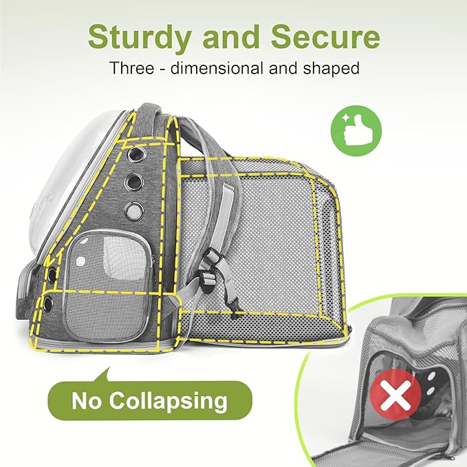 Expandable Cat Backpack,Cat Bubble Backpack Carrier for Carrying Cats, Pets and Small Dogs,Airline-Approved,Designed for Travel, Hiking, Walking,Car （Grey-PawvioPets