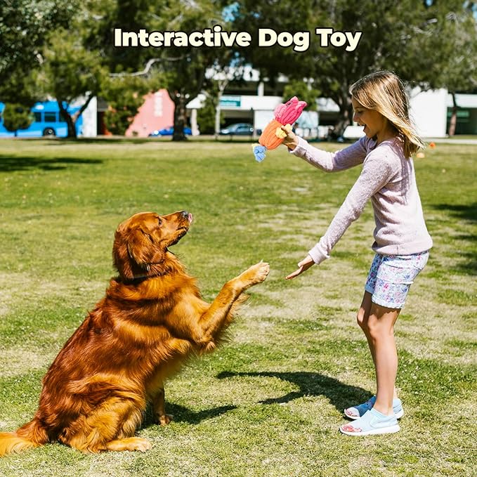 3pcs Dog Squeaky Toys, Plush Stuffed Puppy Chew Toy for Extended Play, Interactive Toys Gifts for Small Medium Large Chewer Dogs, Pet Toy Bulk to Keep Them Busy(Dog&Fox&Pig)-PawvioPets