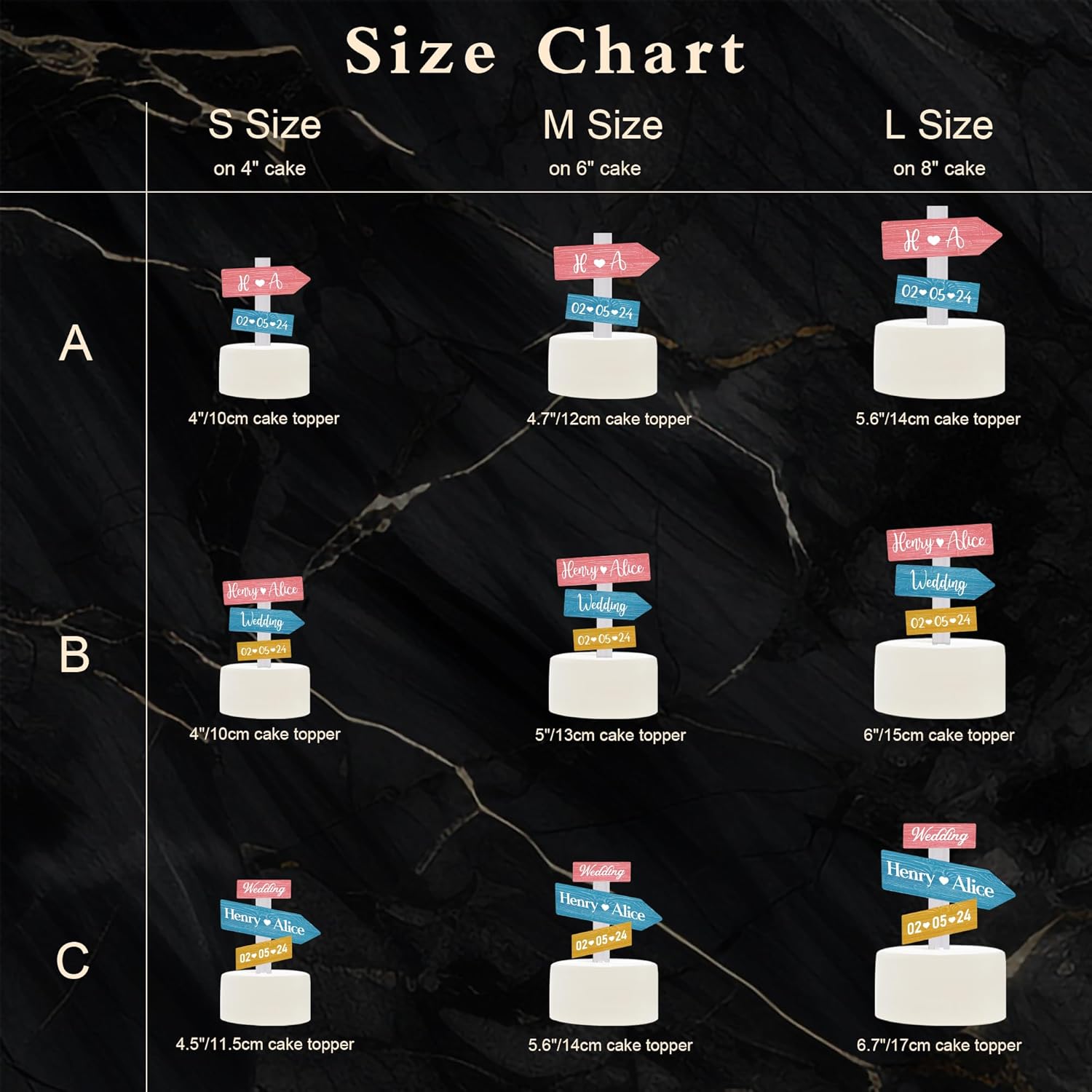 Personalized Rustic Wedding Cake Topper in Wood Custom Bride & Groom Names Initials Wedding Date Cake Decoration (Candy)