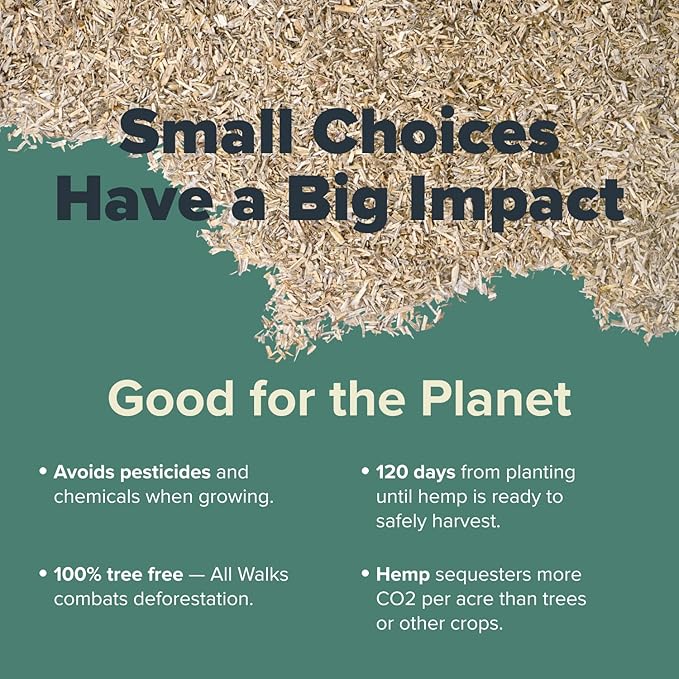 All Walks 70 Liter Hemp Bedding for Chicken Coops, Horses, Ponies, Llama, Emu, Ducks, and Turkeys - 100% Natural, Superior Odor Control, Biodegradable Pet Bedding, Dust-Free - Made in USA-PawvioPets