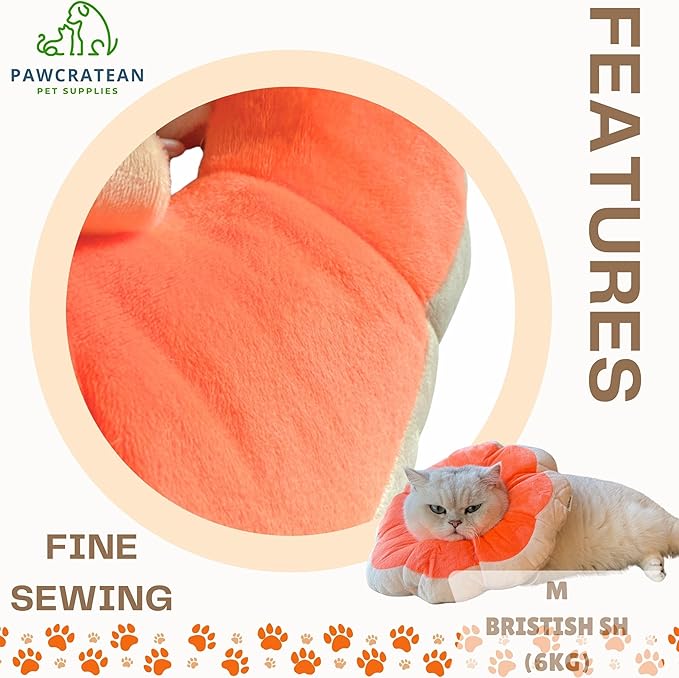 Adjustable Comfy Flower Style Elizabeth Collar for Cats Puppies Soft Recovery Cone Pet Protective Neck Collar (Orange, Medium)-PawvioPets