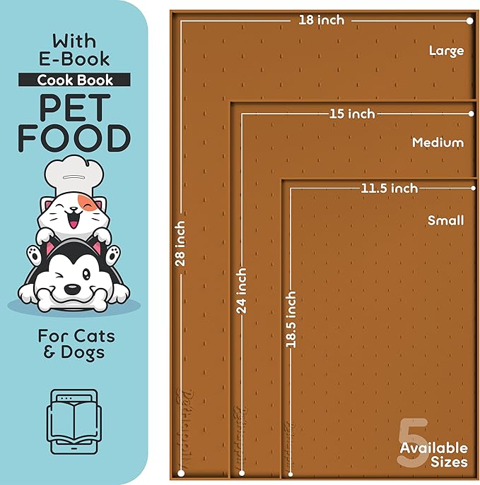 Dog Food Mat - Raised Edges Dogs Mat for Food and Water Prevent Spill, Waterproof Cat Food Mats Protect Floors, Easy Clean Dog Bowl Mats for Food and Water, Silicone Pet Food Tray-PawvioPets