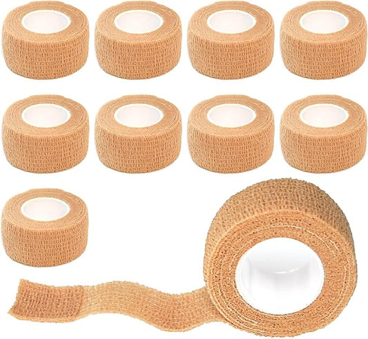 9 Pack 1" x 5 Yards Self Adhesive Bandage Wrap Self Stick Wrap for Ankle, Wrist, Finger, Sports, Breathable Cohesive Vet Tape for Pets (Skin Color)-PawvioPets