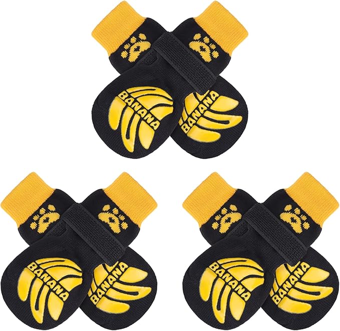 BEAUTYZOO Anti-Slip Dog Socks,Dog Shoes for Hot/Cold Pavement,Paw Protectors with Grips 3 Pairs for Puppy Small Medium Large Senior Old Dogs,Dog Socks to Prevent Licking and Hardwood Floor Protection-PawvioPets