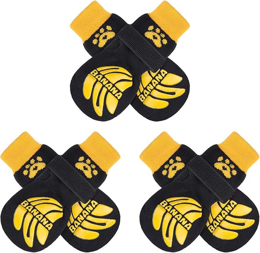 BEAUTYZOO Anti-Slip Dog Socks,Dog Shoes for Hot/Cold Pavement,Paw Protectors with Grips 3 Pairs for Puppy Small Medium Large Senior Old Dogs,Dog Socks to Prevent Licking and Hardwood Floor Protection-PawvioPets