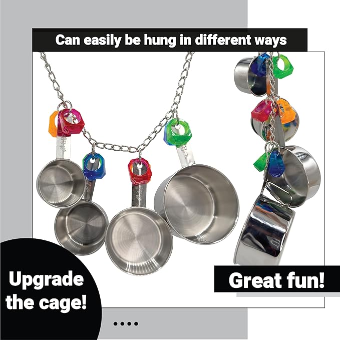 1410 Stainless Pot Delight from Parrots Cockatiels Conures Budgies Macaws Lovebirds African Greys Parrot Toys Stainless Foraging Chew Treat Noise-Making Fun Sensory Enrichment.-PawvioPets