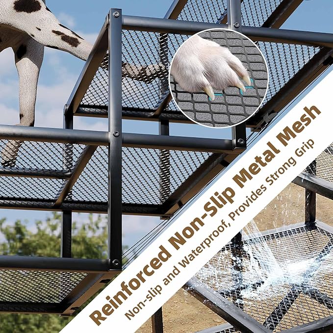 Dog Stairs for Large Dogs, Linvivon Extra Wide 20" Dog Steps with Non-Slip Surface and Reflective Strips, Outdoor Foldable Dog Ramp for Stairs, Car, Truck and SUV, Supports Up to 400LBS, 5 Steps-PawvioPets