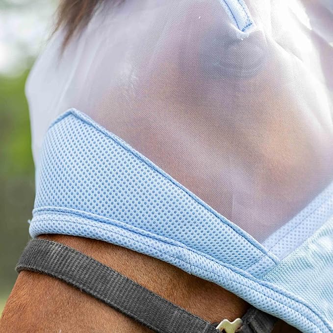 Equinavia Algard Soft Mesh Horse Fly Mask with Ear Protection and 45 UPF Rating | No Eye Irritation & UV Protection - Light Blue - Pony-PawvioPets