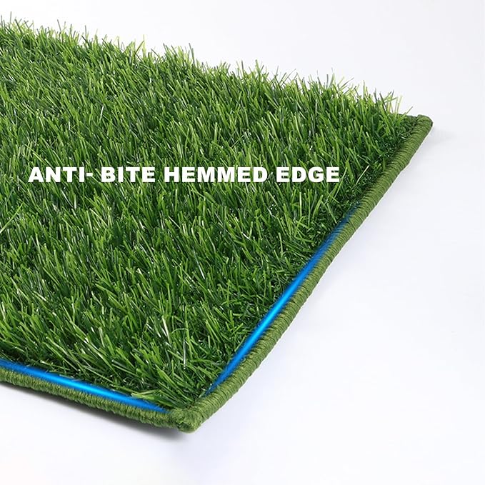 Dog Grass Pad with Tray Medium 31”×21”, Dog Potty with Ultra-Absorbent Artificial Grass for Dogs with Hemmed Edge, Pee Pads for Dogs, Realistic, Odor Free, Litter Box for Balcony-PawvioPets