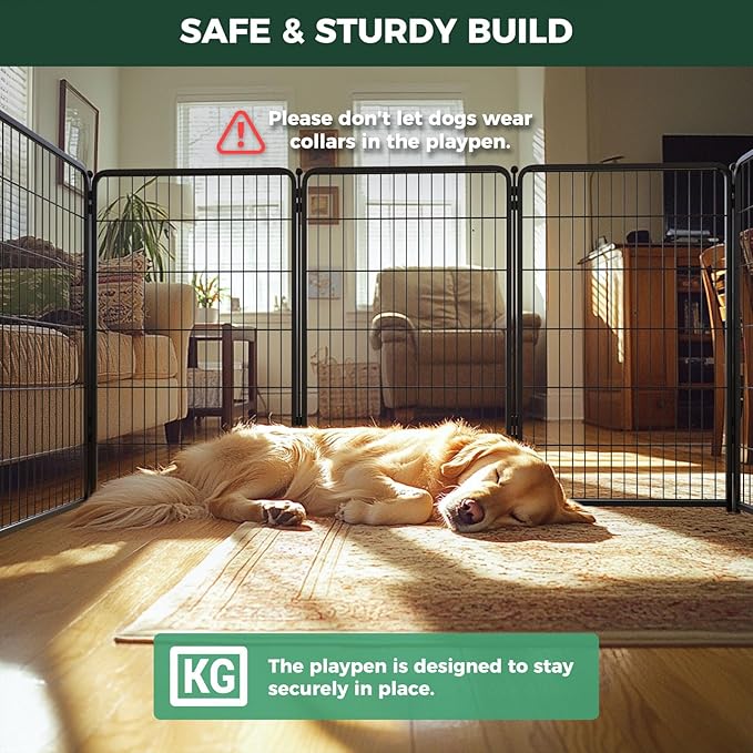 FXW Homeplus Unleashed Indoor Dog Playpen - Stress-Free and Safe Play, Heavy Duty 45 Inch 16 Wire Panels Dog Pen for Large Dogs, Black│Patented-PawvioPets