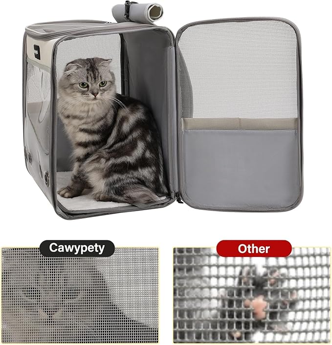 Cat Carrier Backpack,Cat Carrier with Window Blind，Cat Backpack for Small Cats Dogs, Safety Straps, Collapsible, Breathability,Designed for Travel, Hiking, Outdoor,Car-PawvioPets