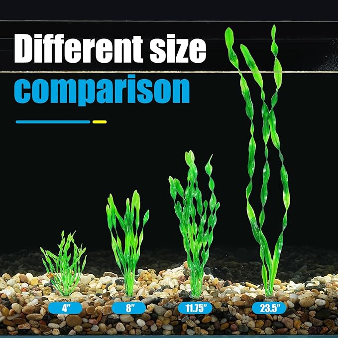 AQUANEAT Fish Tank Artificial Plants, Aquarium Plastic Seaweed Decorations, 23.5Inch Tall Fake Green Accessories, 10 Packs-PawvioPets