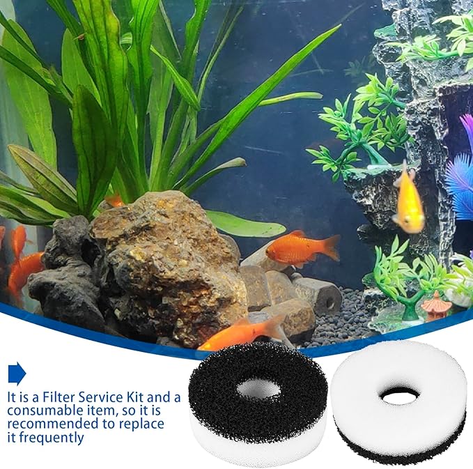 Filter Replacement Compatible with Biorb Aquariums(10 Piece of Carbon Foam, 10 Piece of Regular Foam, 2 Cleaning brushs and 1 Piece Cleaner pad)-PawvioPets