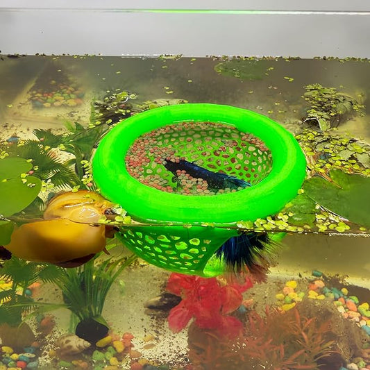 Aquarium Floating Betta Fish Skins, Betta or Shrimp Feeder, Cave and Hammock, Small Fish Feeding Rings, Aquarium Hiding Feeding Decorative Accessories (Green)-PawvioPets