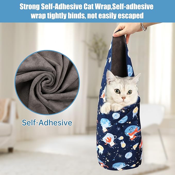 Cat Grooming Wrap,Anti-Escape Cat Wrap for Grooming,Self-Adherent Soft Cat Blanket to Wrap,Anti-Bite,Clip Nails,Anti-Scratch,Cat Calming Wrap,Cat Burrito Wrap,Swaddle Wrap Pet Tool Large Size-PawvioPets