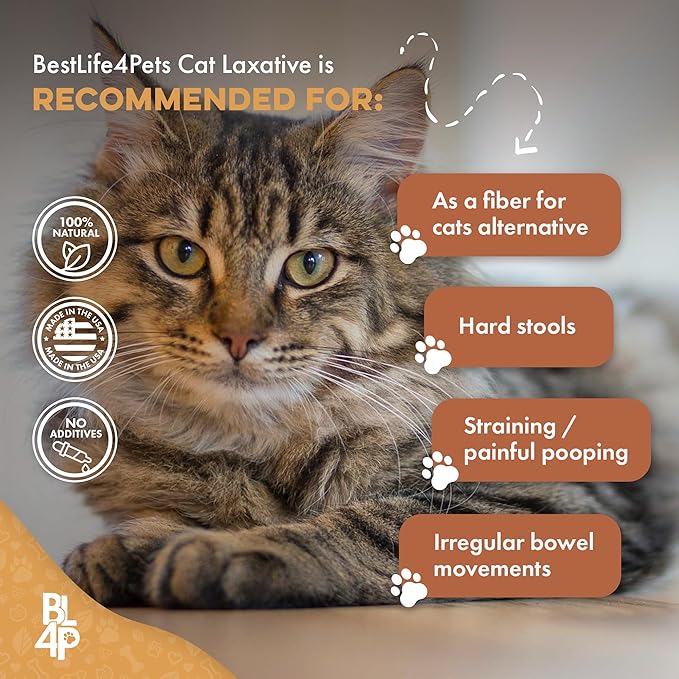 Cat Laxative Constipation Relief, Natural Cat Stool Softener Remedy for Irregular Bowel Movements Without Feline Diarrhea, Supports Feline Digestion & Gas Pain Relief, 400 Odorless, Tasteless Pills-PawvioPets