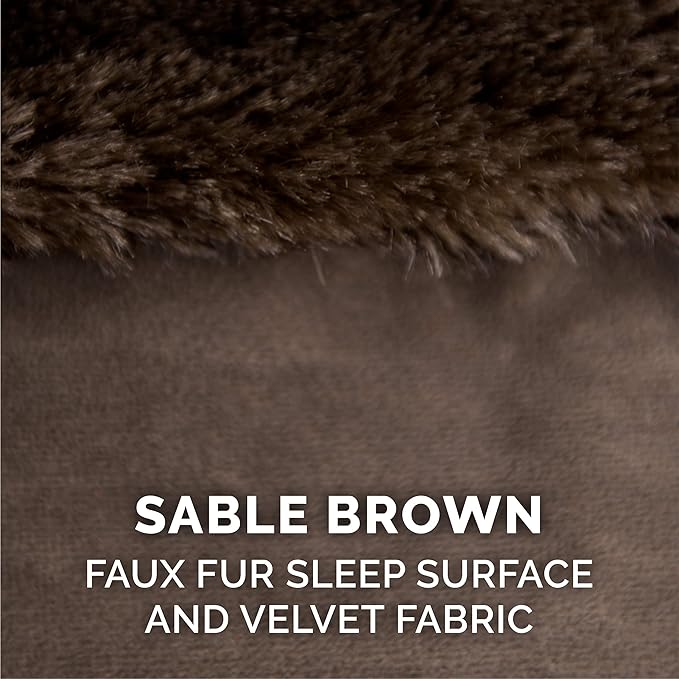 Furhaven Cooling Gel Dog Bed for Large Dogs w/ Removable Bolsters & Washable Cover, For Dogs Up to 125 lbs - Plush & Velvet L Shaped Chaise - Sable Brown, Jumbo Plus/XXL-PawvioPets