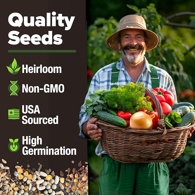 20 Heirloom Vegetable Seeds - 10,000+ Survival Seeds and Emergency Prepper Gear - Non GMO Vegetable Seeds for Planting Home Garden Variety Pack-PawvioPets
