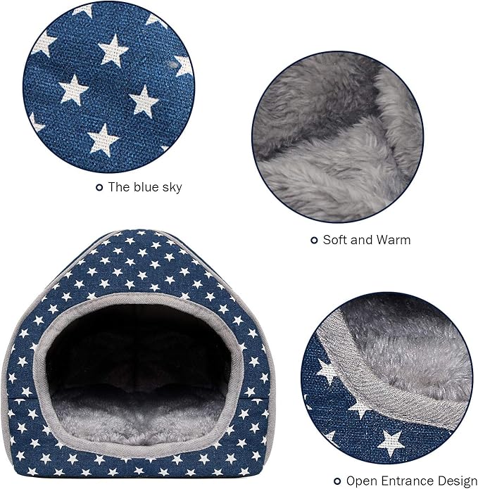 BWOGUE Guinea Pig House Bed Cozy Hamster Cave Large Hideout for Dwarf Rabbits Hedgehog Bearded Dragon Winter Nest Hamster Cage Accessories-PawvioPets