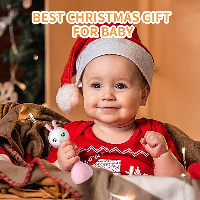 alilo Yoyo Talking Bunny Baby Musical Light-Up Rattle Toys 0-6-12-18 Months, Voice Mimicking Toy, Preloaded 90+ Audio Content, ABC/Number/Notes Learning Toys for Baby Infant Newborn Boy Girl Gifts-PawvioPets