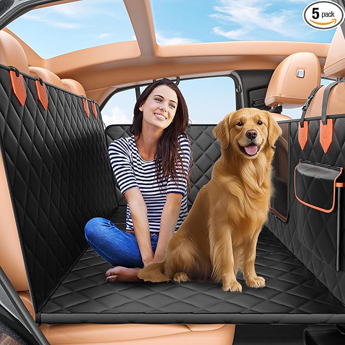 Back Seat Extender for Dogs Hard Bottom Holds 500lbs,Waterproof Dog Car Seat Cover for Back Seat, Truck-Large Space Dog Hammock for Truck-PawvioPets