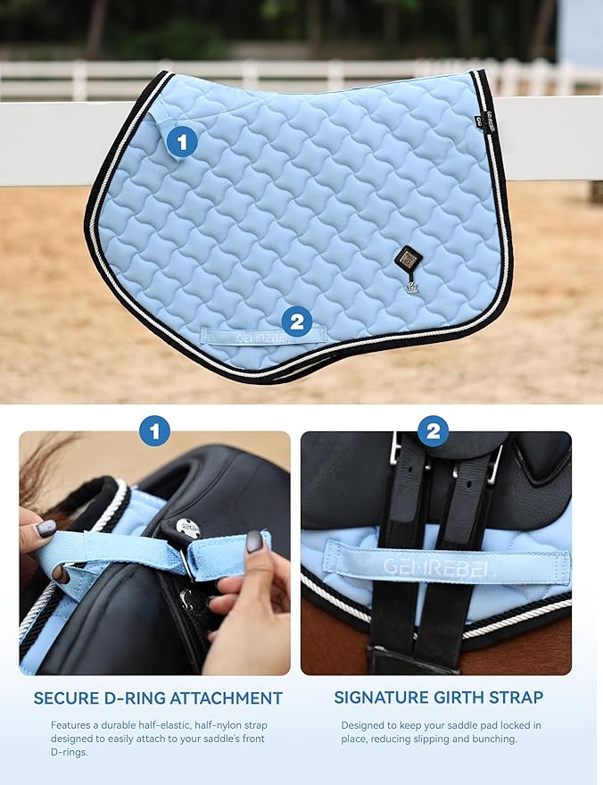 Close Contact Non-Slip Design Horse Riding Pad Moisture-Wicking Shock Absorbing English Saddle Pad for Horses-PawvioPets