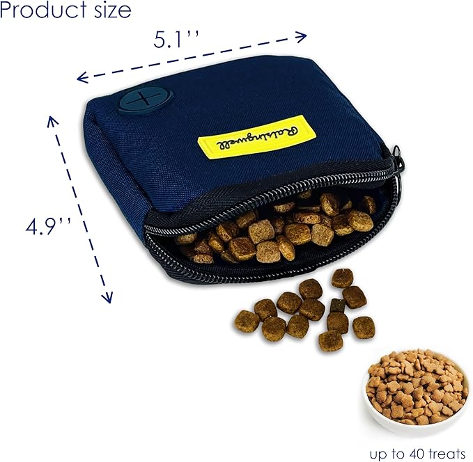 Dog Treat Pouch for Pet Walking and Training with Clicker Poop Bags Small Fanny Zipper Pack Holder for Puppy Snack Dispenser Kit for Leash and Outdoor Use (Blue)-PawvioPets