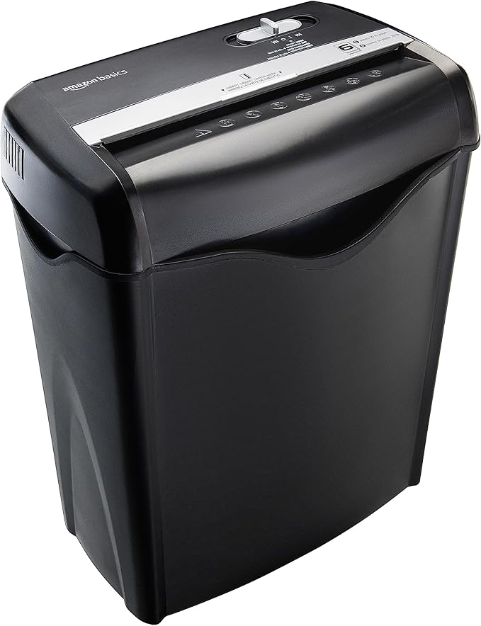 Amazon Basics 6 Sheet Cross Cut Paper and Credit Card Home Office Shredder with 3.8 Gallon Bin, Black-PawvioPets