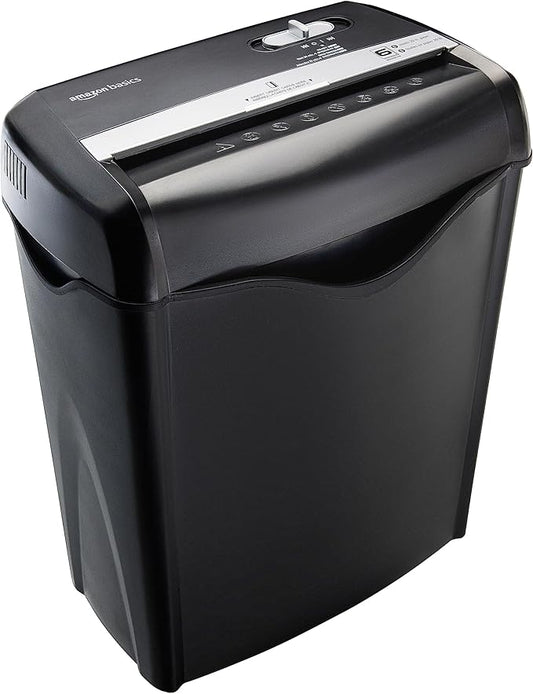 Amazon Basics 6 Sheet Cross Cut Paper and Credit Card Home Office Shredder with 3.8 Gallon Bin, Black-PawvioPets