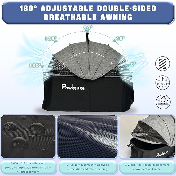 4 Wheels Pet Stroller 4 in 1 Pet Stroller with Detachable Carrier for Small & Medium Dogs Cats up to 55 lbs Easy-Folding Travel Dog Wagon with Car Seat Breathable Mesh,Black-PawvioPets