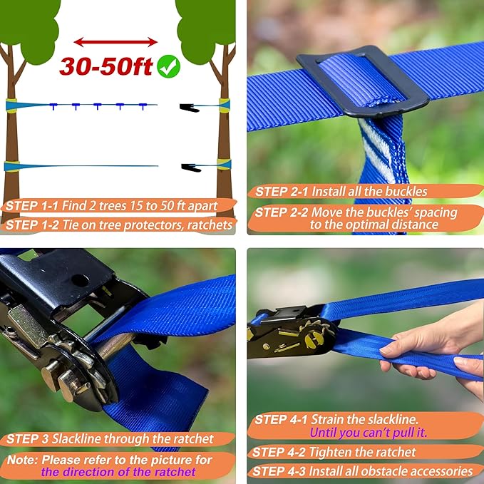 2x65 FT Ninja Warrior Obstacle Course for Kids with 13 Ninja Accessories - 600lbs Weight Capacity, Slackline with Swing Seat, Disc Swing, Ninja Wheel, Rope Ladder, Monkey Bar, Ninja Ring, Arm Trainer-PawvioPets