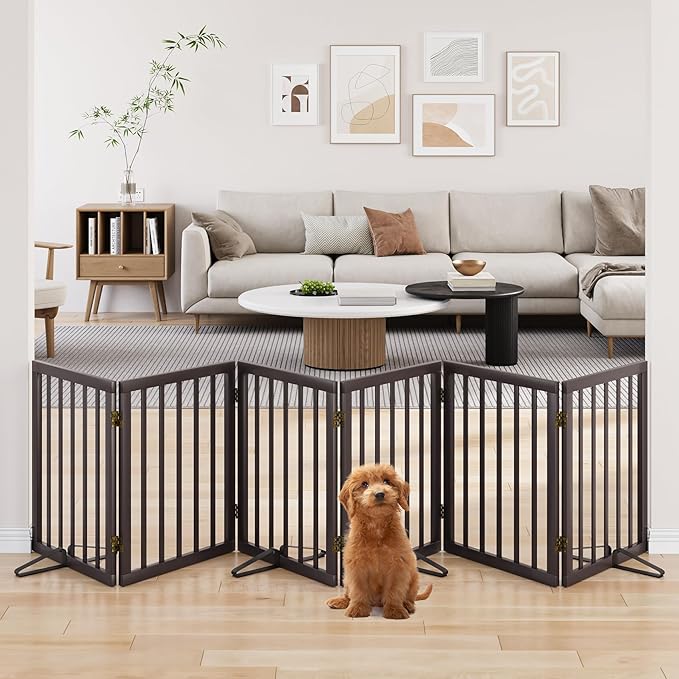 Freestanding Pet Gate 55-110" Extre Wide, Foldable Dog Gate for The Doorways House, Pet Gates for Dogs, Doogie Puppy Fence Gate-PawvioPets