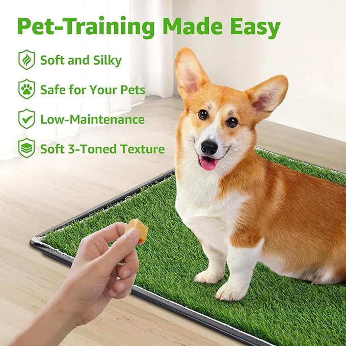 Dog Grass Large Potty Patch, Dog Litter Boxes Artificial Grass Bathroom Turf for Pet Training, Washable Puppy Pee Pad, Perfect Indoor/Outdoor Portable Potty Pet Loo-PawvioPets