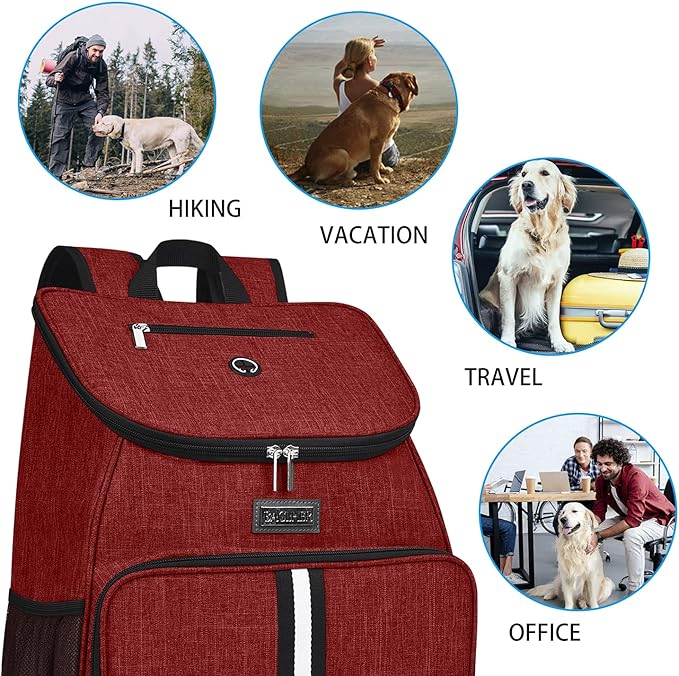 BAGLHER丨Dog Travel Bag, Airline Approved Pet Supplies Backpack, Dog Travel Backpack with 2 Silicone Collapsible Bowls and 2 Food Baskets-PawvioPets