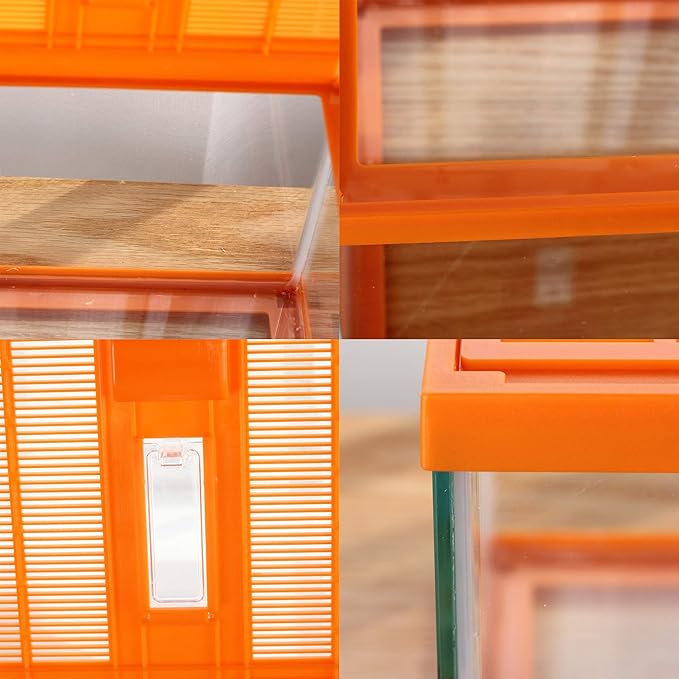 crapelles Reptile Terrarium kit Color Orange Spider Container Tarantula Box cage Gecko Habitat Insect Enclosure pet Tank Frog Carrier Tortoise Snail Container Hermit Crab House Cricket breeding-PawvioPets