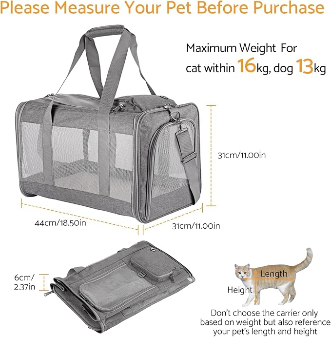 Airline-Approved Pet Carrier Cat Carrier Dog Carrier - Stylish Lightweight, Handheld & Crossbody, Honeycomb Support, Anti-Escape Design for Travel, Walks & Daily Outings-PawvioPets