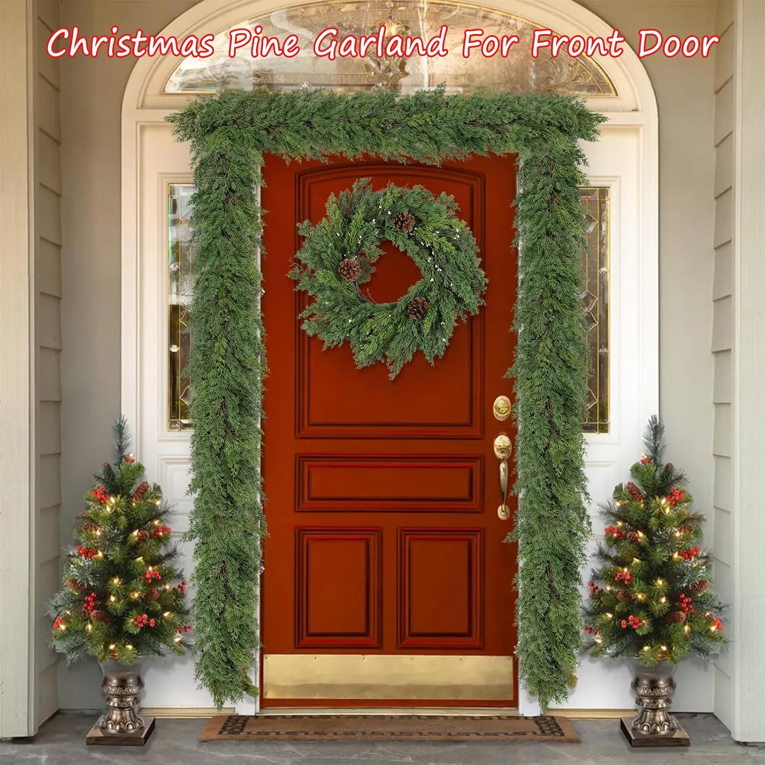 Artgar 9 Ft Christmas Garland - Cedar Garland - Cypress Garlands - Real Touch Pine Garlands - Garland Christmas Decorations for Home Dining Table Mantel Porch Winter Christmas Decor