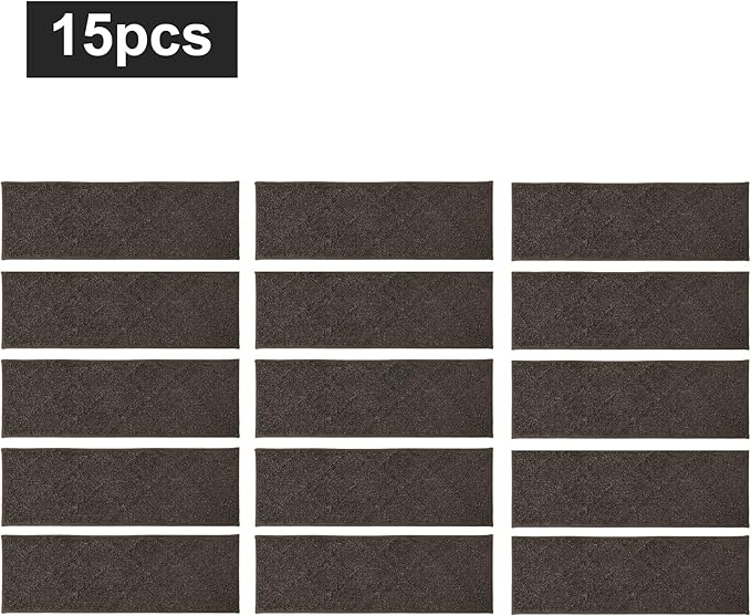 COSY HOMEER Edging Stair Treads Non-Slip Carpet Mat 28inX9in Indoor Stair Runners for Wooden Steps, Edging Stair Rugs for Kids and Dogs, 100% Polyester TPE Backing (15pc, Brown)-PawvioPets