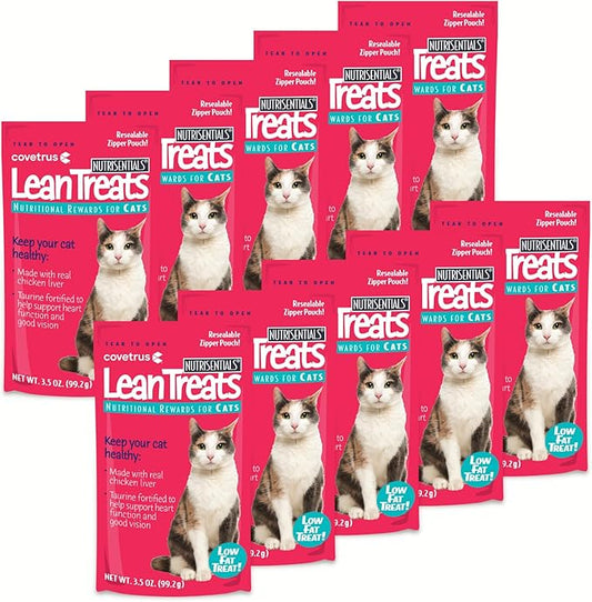 Covetrus Nutrisential Lean Treats for Cats - Soft Cat Treats for Small, Medium, Large Cats - Nutritional Low Fat Bite Size - Chicken Flavor - 10 Pack - 3.5oz-PawvioPets