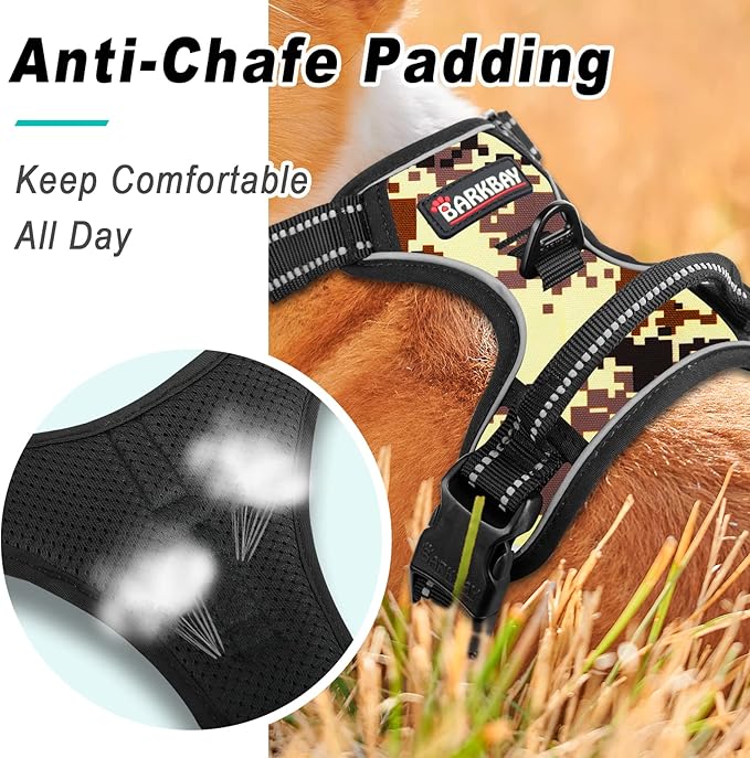 BARKBAY No Pull Dog Harness Large Step in Reflective Dog Harness with Front Clip and Easy Control Handle for Walking Training Running(Desert camo,XL)-PawvioPets