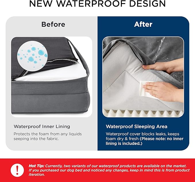 Bedsure Orthopedic Dog Beds Large Sized Dog - Washable Large Dog Cat Bed Waterproof, Comfort Dogs Couch Sofa with Washable Removable Cover, Pet Bed with Nonskid Bottom, Ivory, 35"-PawvioPets