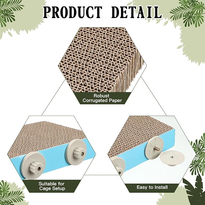 2 Pieces Bird Chew Toy Parrot Cage Perch Cardboard Platform Bird Paw Grinding Stand Parrot Cage Playground for Macaws, Small Parakeets, Conures, Budgies, Finches Conure Cockatiel (Large)-PawvioPets