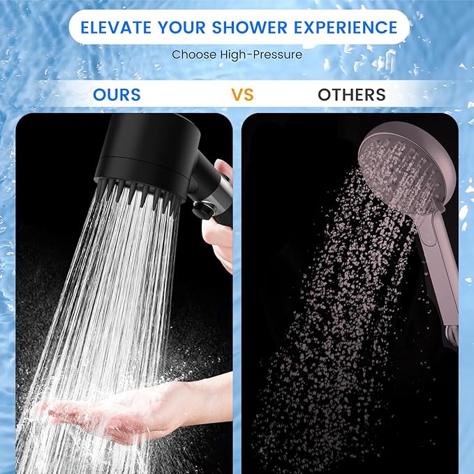 Filtered Shower Head with Handheld, High Pressure 3 Spray Mode Showerhead with 18 Stage Water Softener Filters for Hard Water - Remove Chlorine-BLACK-PawvioPets