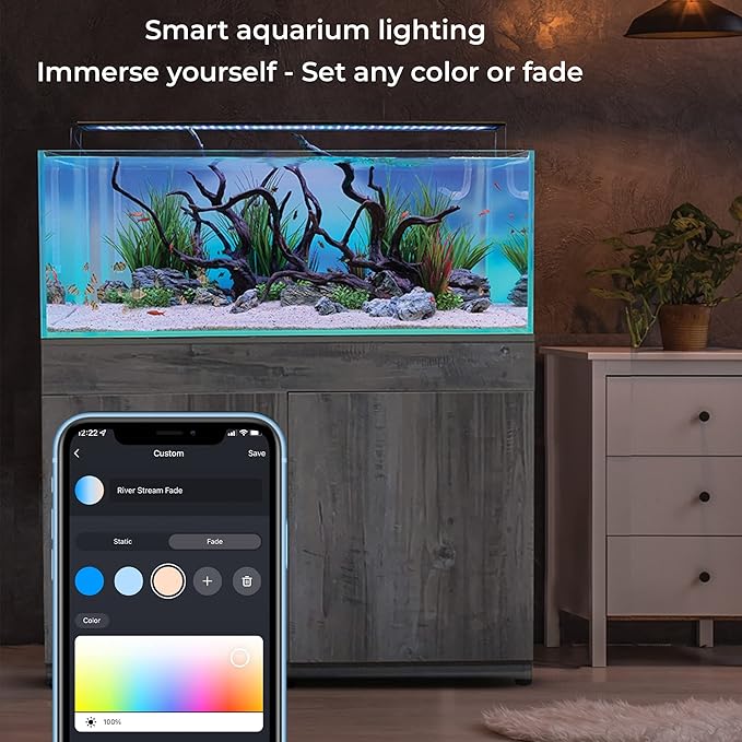 CURRENT USA ColorPlus Smart Freshwater Aquarium & Terrarium LED Light with App and Voice Control | Alexa & Google Home Compatible | Extra Vivid Colors for Fish Tank| Aluminum (for Tanks 24" to 35")-PawvioPets